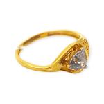 Gold Ladies Ring with Beautiful Design and Heart Shape Stone